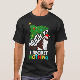 Naughty And I Regret Nothing Christmas Cat T-Shirt