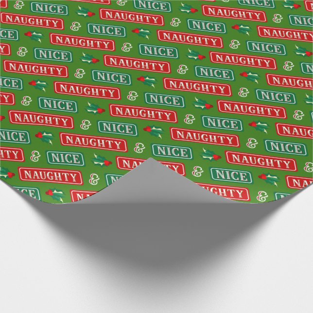 Naughty and Nice Christmas Wrapping Paper (Corner)