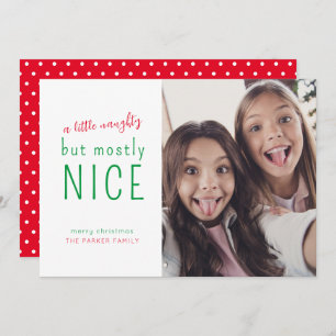 Naughty and Nice Fun Modern Photo Holiday Card