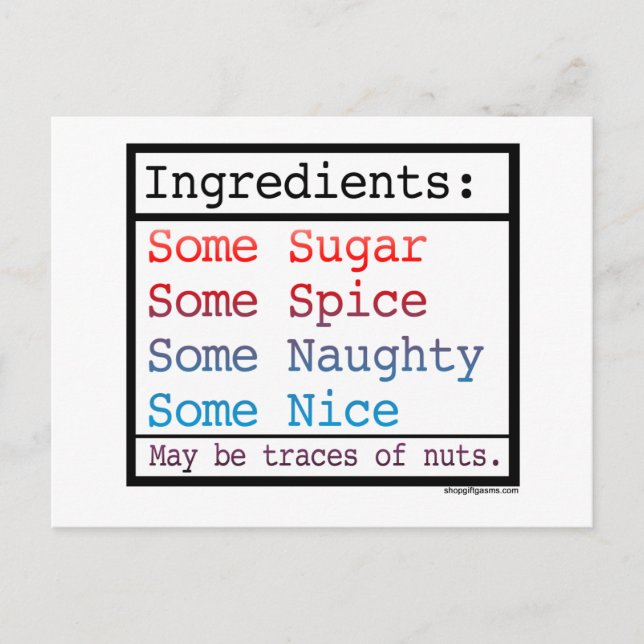 Naughty and Nice Holiday Postcard (Front)