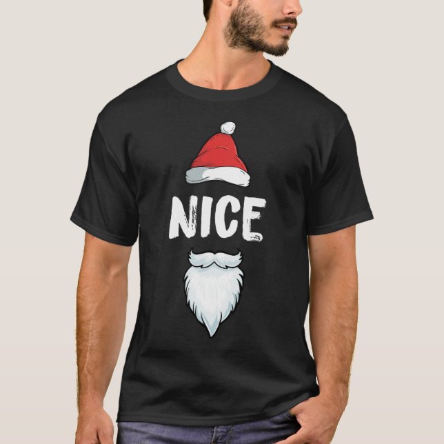 Naughty And Nice Matching Christmas Pyjamas For Ki T-Shirt (Front)