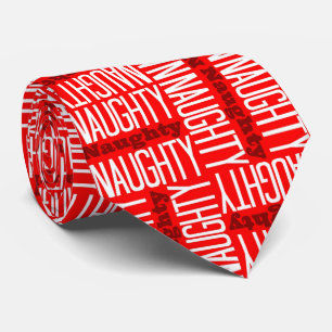 Naughty and Nice Red White Christmas Novelty Tie