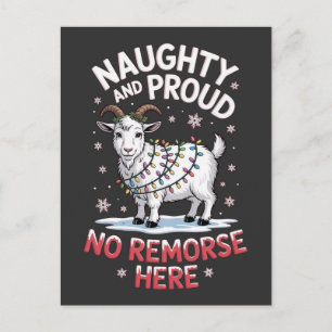Naughty and Proud No Remorse Funny Christmas Sheep Holiday Postcard