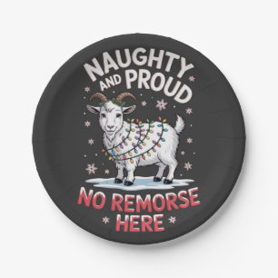 Naughty and Proud No Remorse Funny Christmas Sheep Paper Plate
