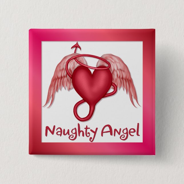 Naughty Angel 15 Cm Square Badge (Front)