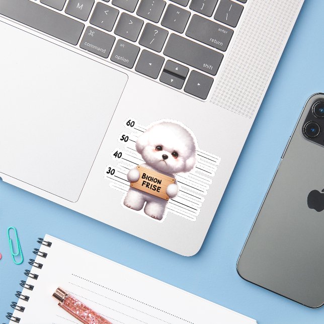 Naughty Bichon Frise (Laptop w/ iPhone)