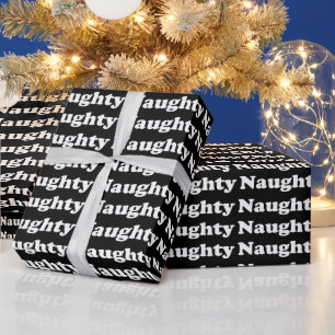 Naughty, black white gift wrapping paper