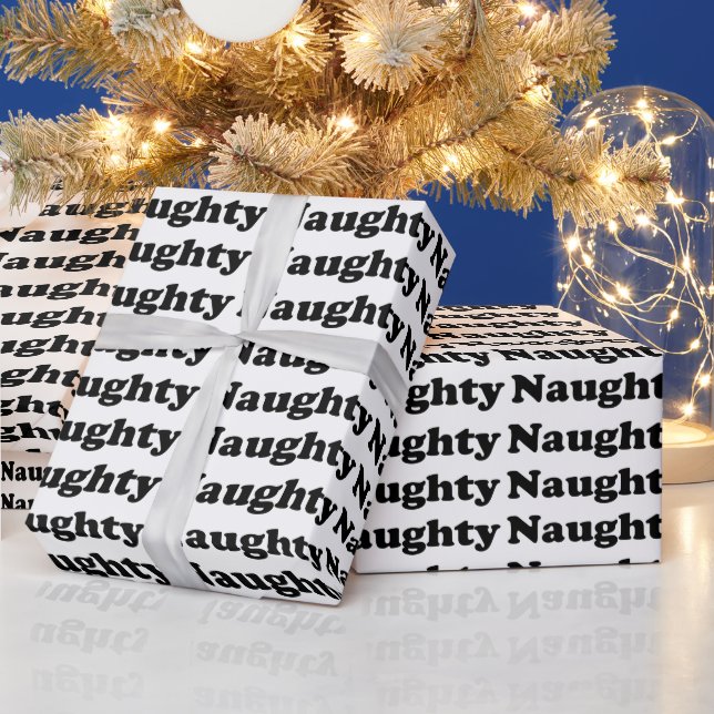 Naughty black white pattern funny cute gift  wrapping paper (Holidays)