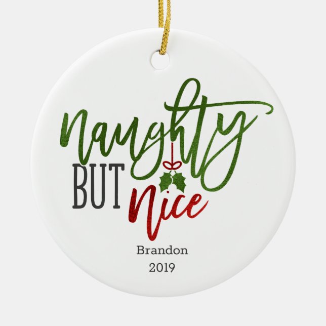 Naughty But Nice Personalized Ceramic Tree Decoration (Front)