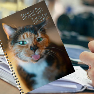 Naughty Calico Cat Tongue Out Notebook