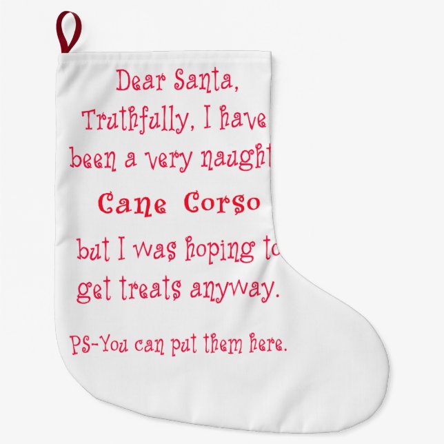 Naughty Cane Corso Large Christmas Stocking (Front)