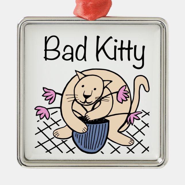 Naughty Cat Cartoon Metal Tree Decoration (Front)