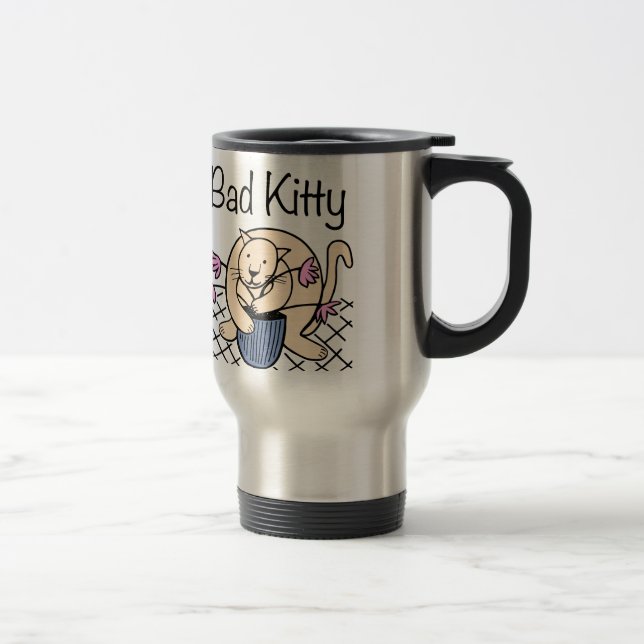 Naughty Cat Cartoon Travel Mug (Right)