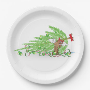 Naughty Cat Christmas Humour Holiday Joke Bad Kitt Paper Plate