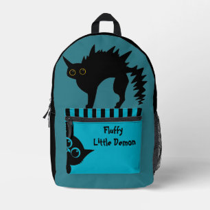 Naughty Cat, Cute Cat, Fluffy Little Demon Printed Backpack