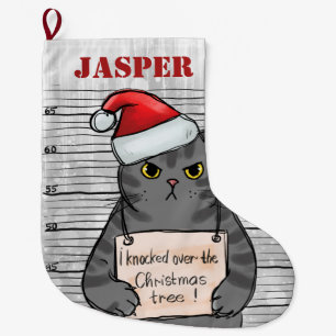 Naughty Cat Personalised Large Christmas Stocking