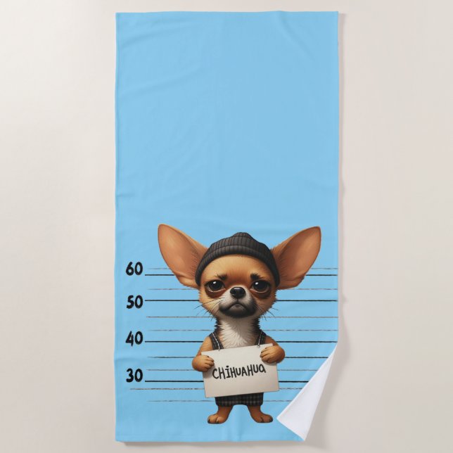 Naughty Chihuahua Beach Towel (Front)