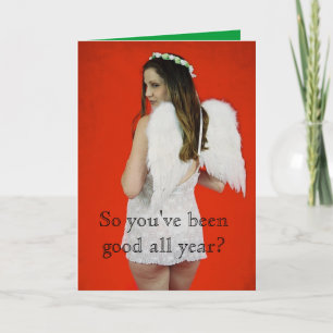 Naughty Christmas Angel Holiday Card