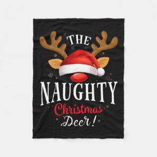 Naughty Christmas Deer Pjs Xmas Family Matching  Fleece Blanket