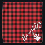 Naughty Christmas Dog Rustic Red Flannel Bandana<br><div class="desc">This bandanna features rustic red flannel and a handwritten script font with the "naughty" half of naughty and nice. It makes the perfect Christmas bandanna for your dog or cat.</div>