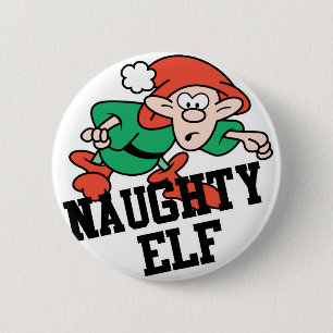 Naughty Christmas Elf 6 Cm Round Badge