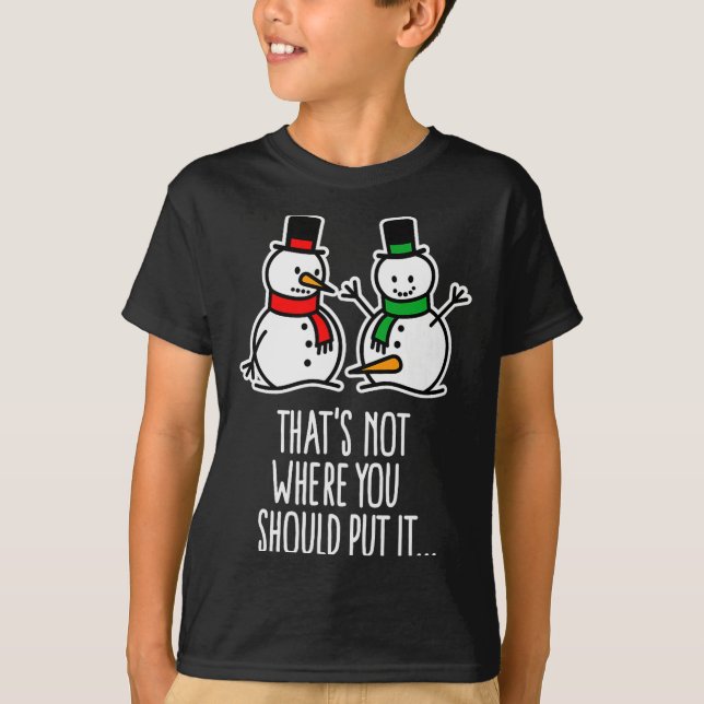 Naughty Christmas Saying Dirty Snowman Cartoon Ugl T-Shirt (Front)