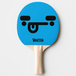 Naughty Confused Face Blue with Name Ping Pong Paddle