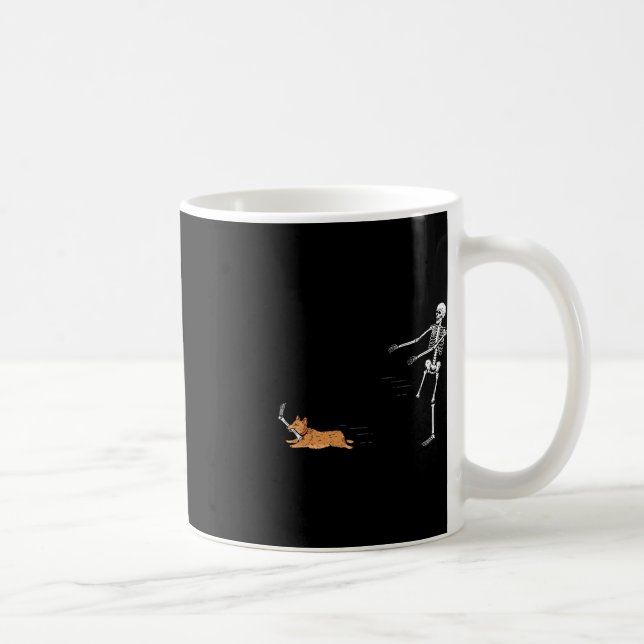 Naughty Corgi Dog  Fun Skeleton Halloween  Coffee Mug (Right)