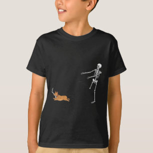 Naughty Corgi Dog Fun Skeleton Halloween T-Shirt