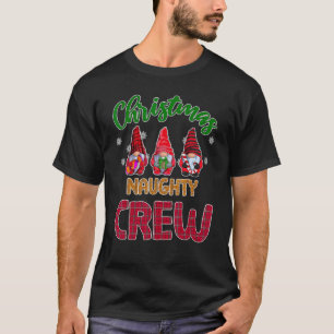 Naughty Crew Cute Xmas Gnome Party PJ Matching T-Shirt