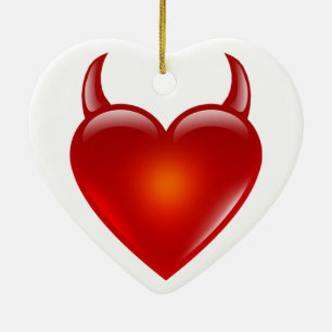 Naughty Devil Heart with Horns Ceramic Tree Decoration