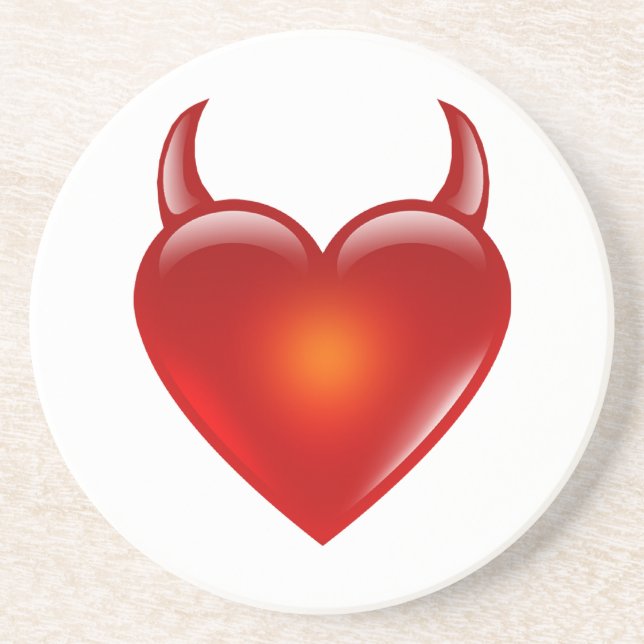 Naughty Devil Heart with Horns Coaster (Front)