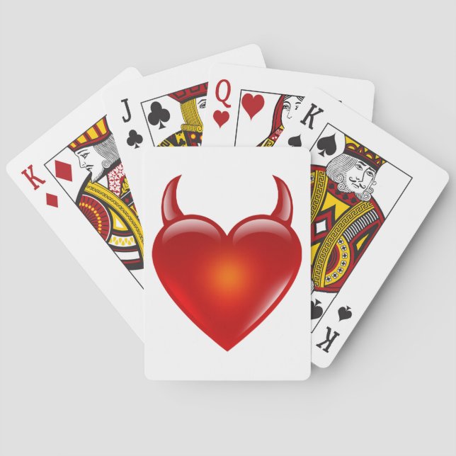 Naughty Devil Heart with Horns Playing Cards (Back)