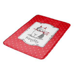 Naughty Devil Old English Sheepdog (Grey 1) Bath Mat