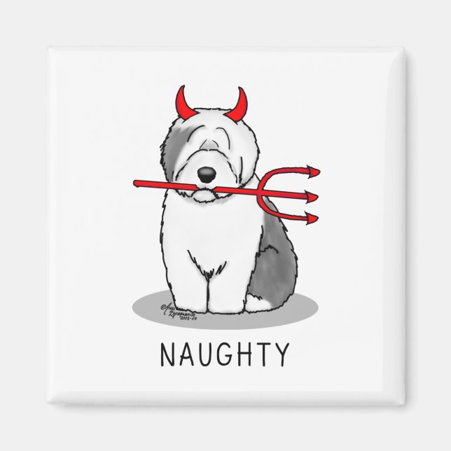 Naughty Devil Old English Sheepdog (Grey 1) Magnet (Front)
