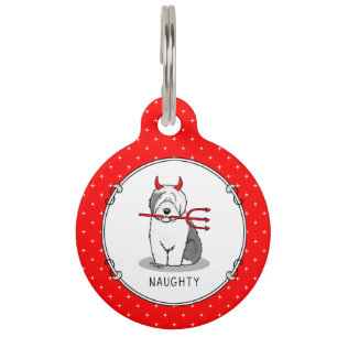 Naughty Devil Old English Sheepdog (Grey 1) Pet Tag