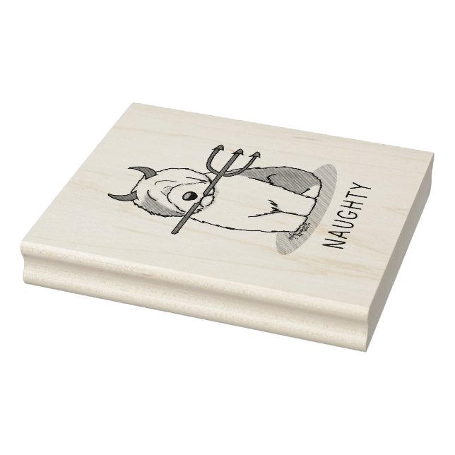 Naughty Devil Old English Sheepdog (Grey 1) Rubber Stamp (Stamp)