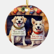 Naughty Dogs Christmas Ornament