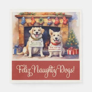 Naughty Dogs Christmas Paper Napkins