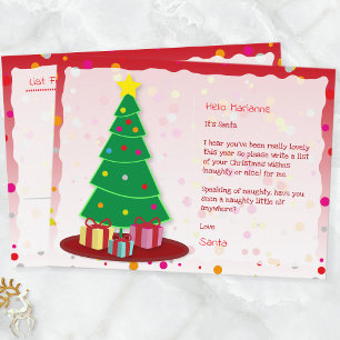 Naughty Elf Christmas Wish List Funny Holiday Postcard