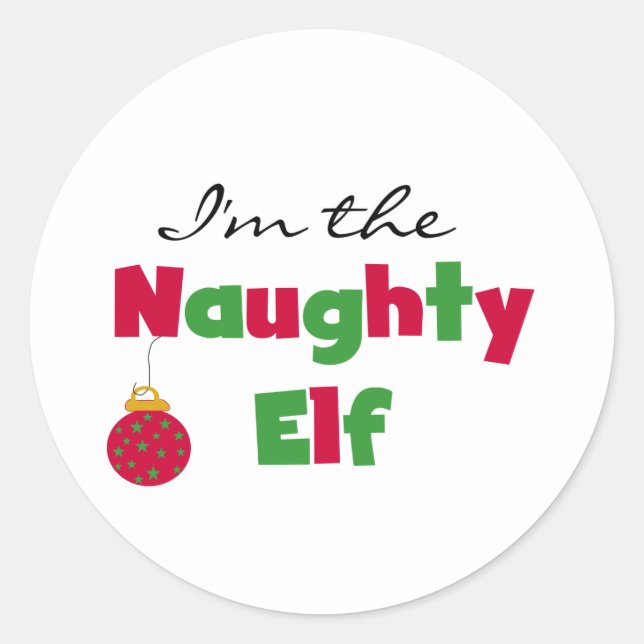 Naughty Elf Classic Round Sticker (Front)