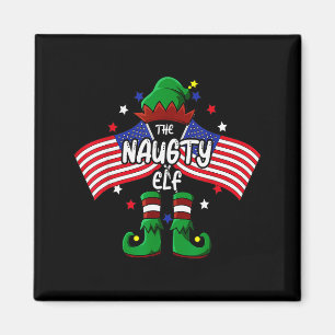 Naughty Elf Patriotic Christmas Magnet