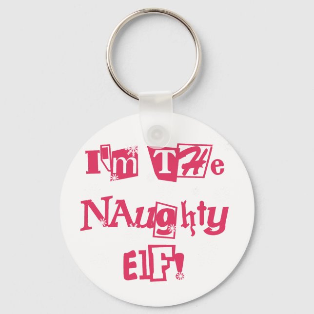 Naughty Elf T-shirts and Gifts Key Ring (Front)