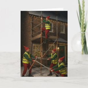 Naughty elves and scaffolding Christmas card