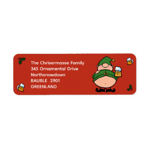 Naughty Elves Beer Xmas Return Address Label
