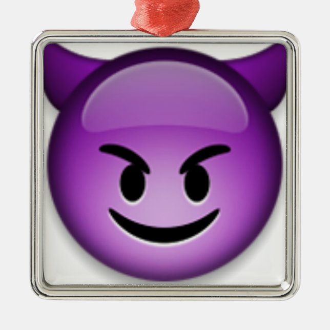 Naughty Emoji face Metal Tree Decoration (Front)