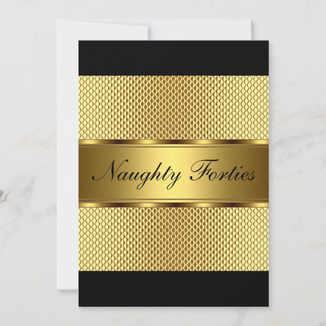 Naughty Forties Gold Birthday Party 2 Invitation (Front)