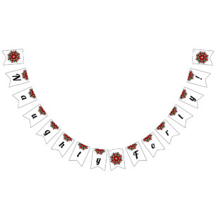 Naughty forty! Mandala in red Bunting