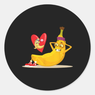 Naughty Fruit Funny Banana Doing Sit-up Crunch For Classic Round Sticker