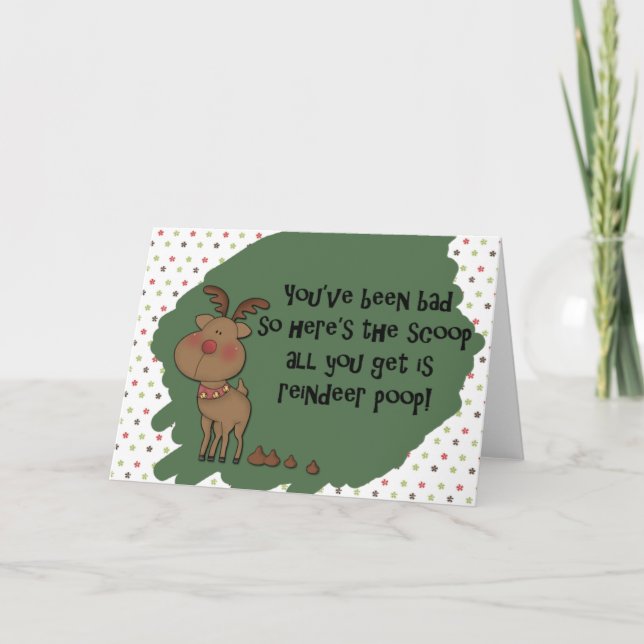 Naughty Funny Christmas Reindeer Poop Card (Front)